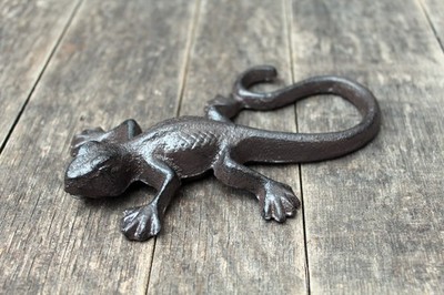 Gusseisen Gartenfigur Eidechse Dekofigur Salamander Gecko Tierfigur Gartendeko