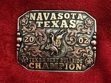 Bull Riding X Treme Rodeo Champion Trophy Buckle  Navasota Texas  2002  Rare  861