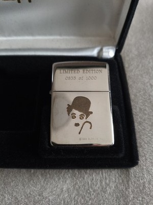 Zippo Lighter Charly Chaplin Limited Edition Gold Inlay Silver Plate