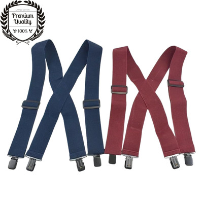 Adjustable Wide Suspenders Mens Braces Strong Heavy Duty Elastic X Back Wedding
