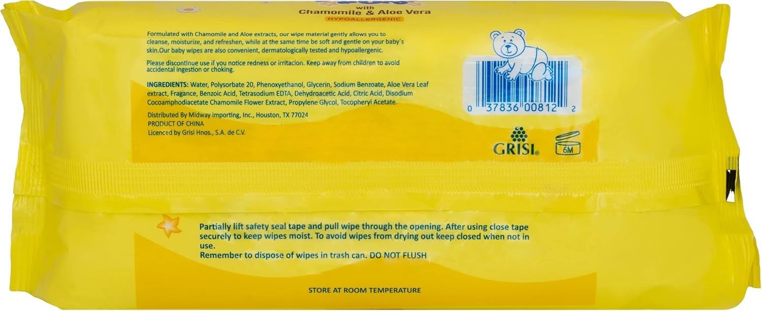 Ricitos de Oro Baby Wipes, Chamomile and Aloe Vera Refillable Wipes,... 
