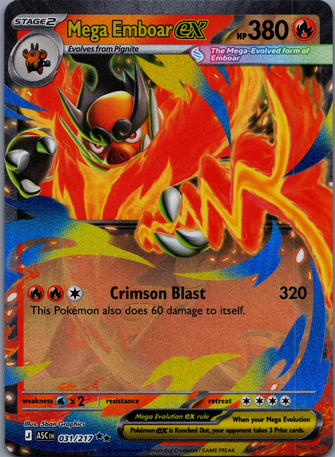 Mega Emboar ex 31/217 Ascended Heroes Double Rare NM