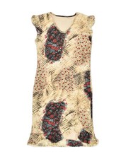 VINTAGE Womens Basic Dress UK 12 Medium Beige Floral AP39