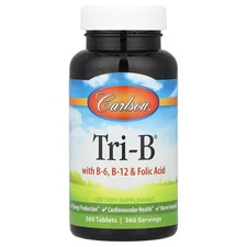 Carlson Labs Tri-B Vitamin B Complex 360 Tablets Gluten-Free, Preservative-Free