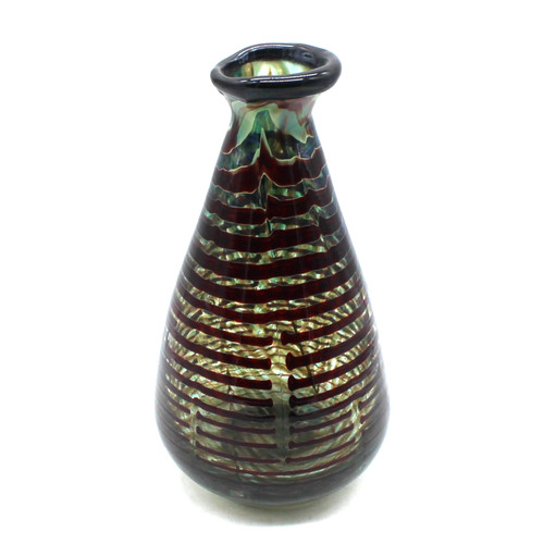 Vintage 1994 Murano Style Art Glass Multi Color Striped Vase Signed 9.5" Heavy