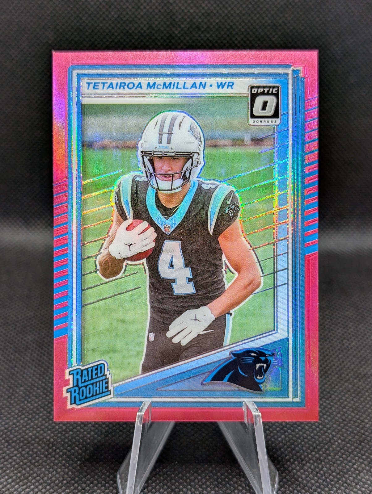 Tetairoa McMillan 2025 Donruss Rated Rookie #314 Pink Optic Preview RC Panthers