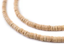 Cream Disk Coconut Shell Beads 5mm Brown Wood 15 Inch Strand
