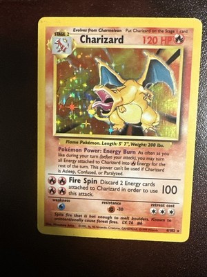 Charizard 4/102 Base Set Unlimited Holo 1999 Vintage Pokemon Card Old Rare - NM