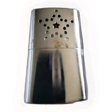 Vintage Metal Hand Warmer W/ Bag Star Pattern Camping Fishing Hunting Outdoors