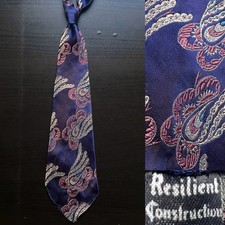 Iridescent Paisley Blue Navy Pink Brocade Swing Tie EUC VTG 1930s 1940s Art Deco