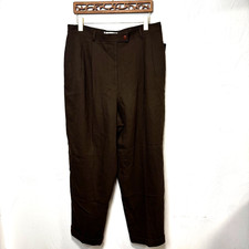Vintage New Valerie Stevens Wool Dress Pants Brown Solid Pleated Business Womens
