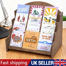 4-Tier Wooden Card Holder  Greeting Card Display Stand for Retail, Postcards W