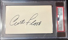 CURT FLOOD SIGNED INDEX CARD ENCAPSULATED PSA LOUIS CARDINALS MLB BASEBALL