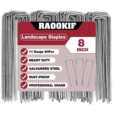 8 Inch Galvanized Garden Landscape Staples, 20/50/100/200Pcs Garden Metal Sta...