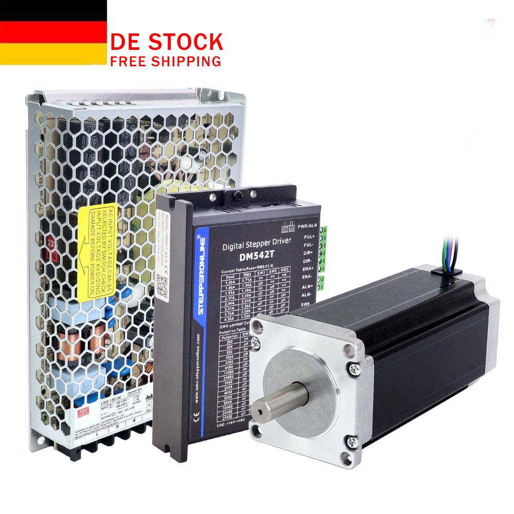 Motor paso a paso STEPPERONLINE 1 eje Nema 23 3Nm 4.2A & Driver DM542T & Power CNC Kit