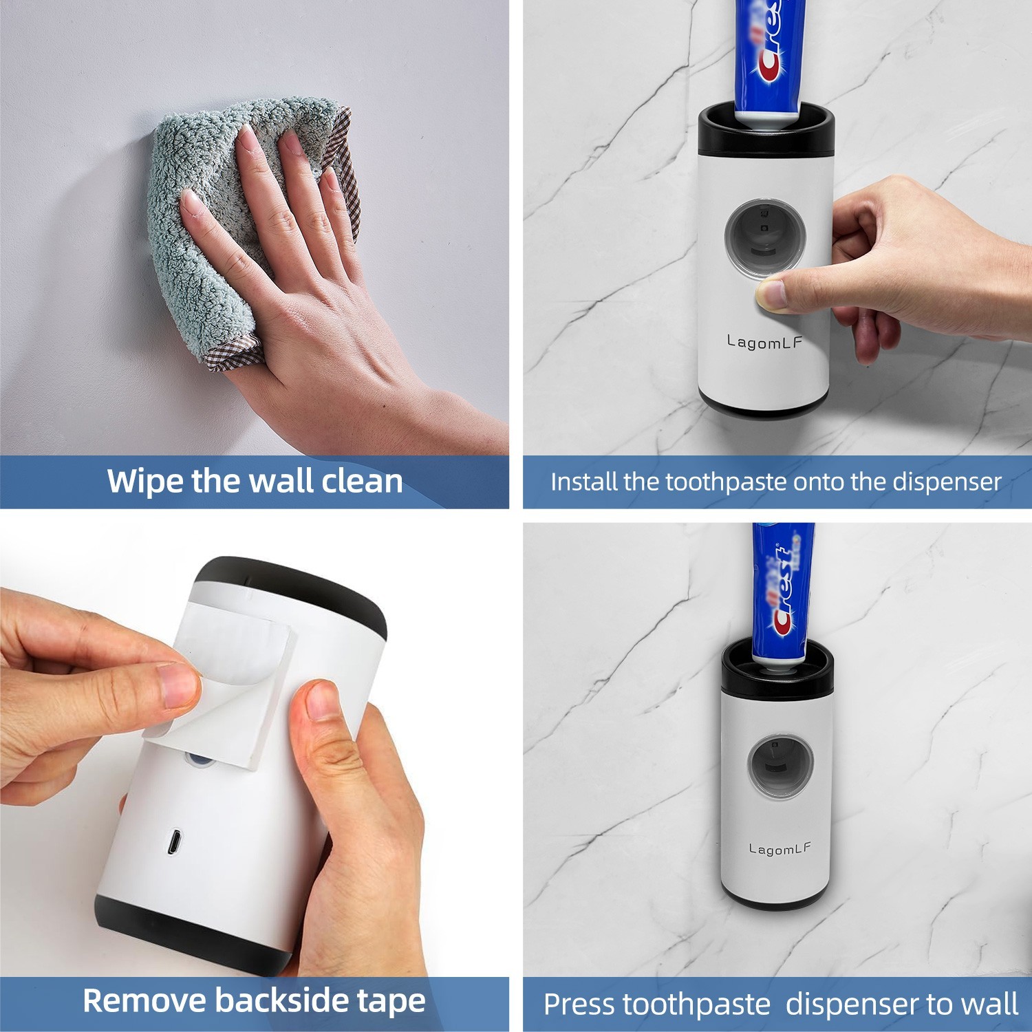 Automatic Toothpaste Dispenser Wall Mount Squeezer Wall-Mounted