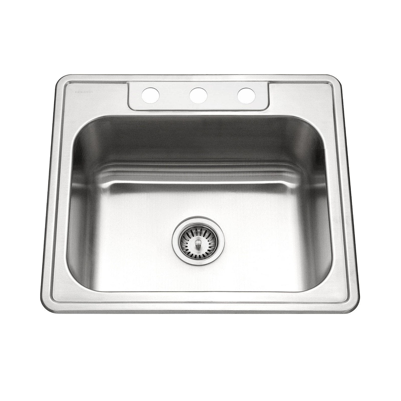 Houzer Stainless Steel 2522-8BS3-1 Glowtone Series Kitchen Sink25"Topmount  Hole