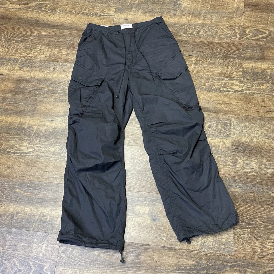 Agolde Ginerva Pantalone Cargo Paracadute Gamba Larga Regolabile Donna XS Nero Baggy - Immagine 2 di 4