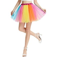 Women's Neon Short Tutu Skirt Puffy Elastic Layer Adult Tutu for Women