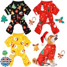 3 Pieces Christmas Dog Pajamas Dog Jumpsuit Santa Snowman Pet Clothes Christm