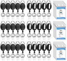 30 Pack Heavy Duty Retractable Badge Reel with Waterproof Vertical Name Badge...