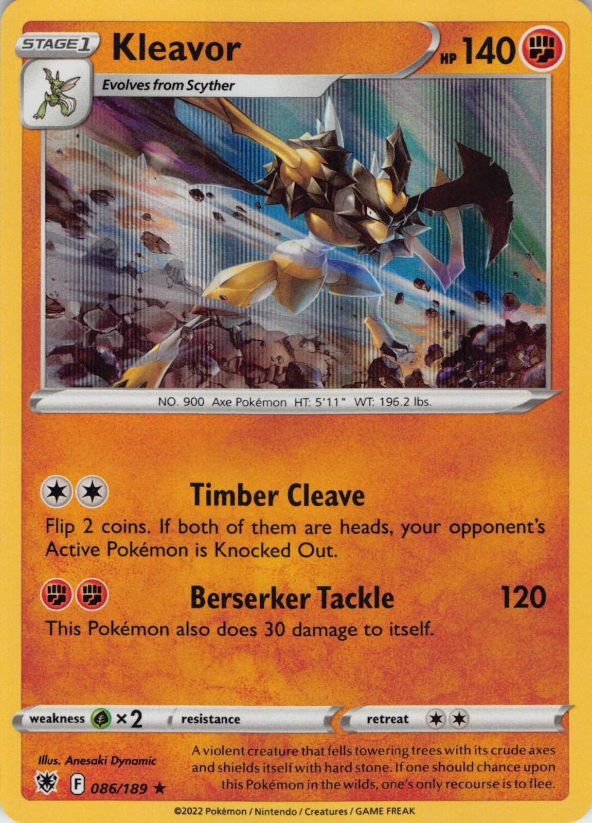 Kleavor (86) #086/189 Pokemon SWSH10: Astral Radiance Reverse Holo NM