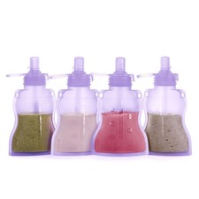 Baby Food Pouch Refillable Baby Squeeze Silicone Yummy Pouch, Soft Reusable S...