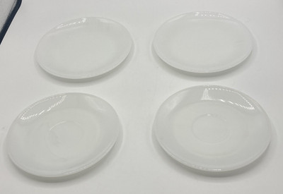 Vintage Fire King Oven Ware White Milk Glass Saucers Dessert Plates 2 Each
