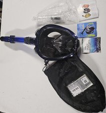 Greatever G2 Full Face Snorkel Mask Set Blue with Carry Bag and Instructions