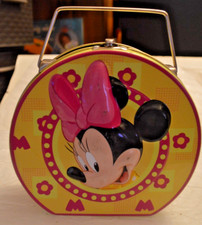 Disney Minnie Mouse Small Tin Lunch Box Yellow  Pink 6" Tall