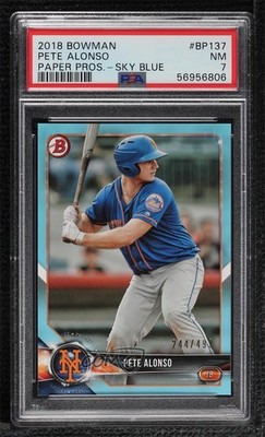 2018 Bowman Prospects Sky Blue 244/499 Pete Alonso #BP137 PSA 7 17gb