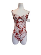 Old Navy XS Orange Rust Tropical Floral One Piece Swimsuit NWT