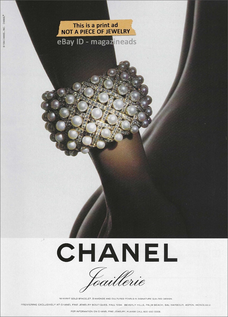 vintage CHANEL Fine Jewelry 1-Page PRINT AD Fall 1994 PEARL