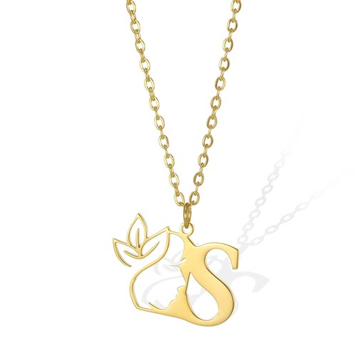 ✅ Collier Acier Inoxydable Lettre Prénom Fleur Femme pendentif initial Bijoux - Picture 23 of 30