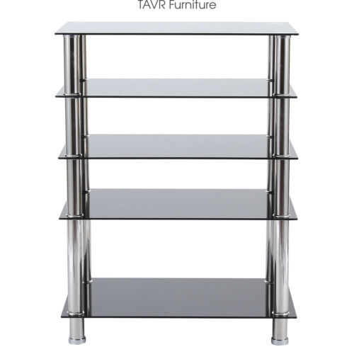 Functional 5-Tier AV COMPONENT Media Stand Stereo Cabinet Audio-Video Tower