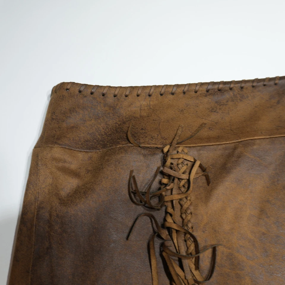 Falda recta midi Context para mujer 16 imitación gamuza flecos vaquera occidental elástica Foto 2 de 4