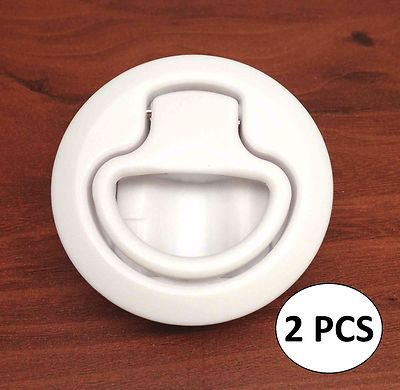 #MARINE BOAT WHITE PLASTIC FLUSH PULL SLAM LATCH HATCH LIFT 2 3/8''D