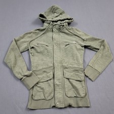 Element Jacket Womens Small S Long Sleeve Zip Pockets Buttons Hooded Green*