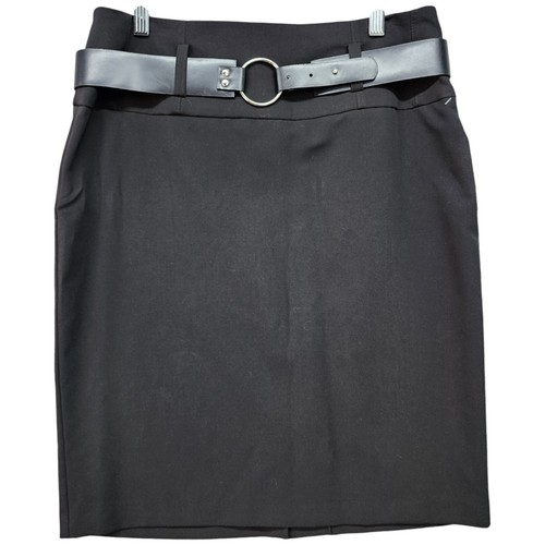 NWT Career Pencil Skirt Juniors SZ 11 Classic Black Stretch Belted Speak 2 Me