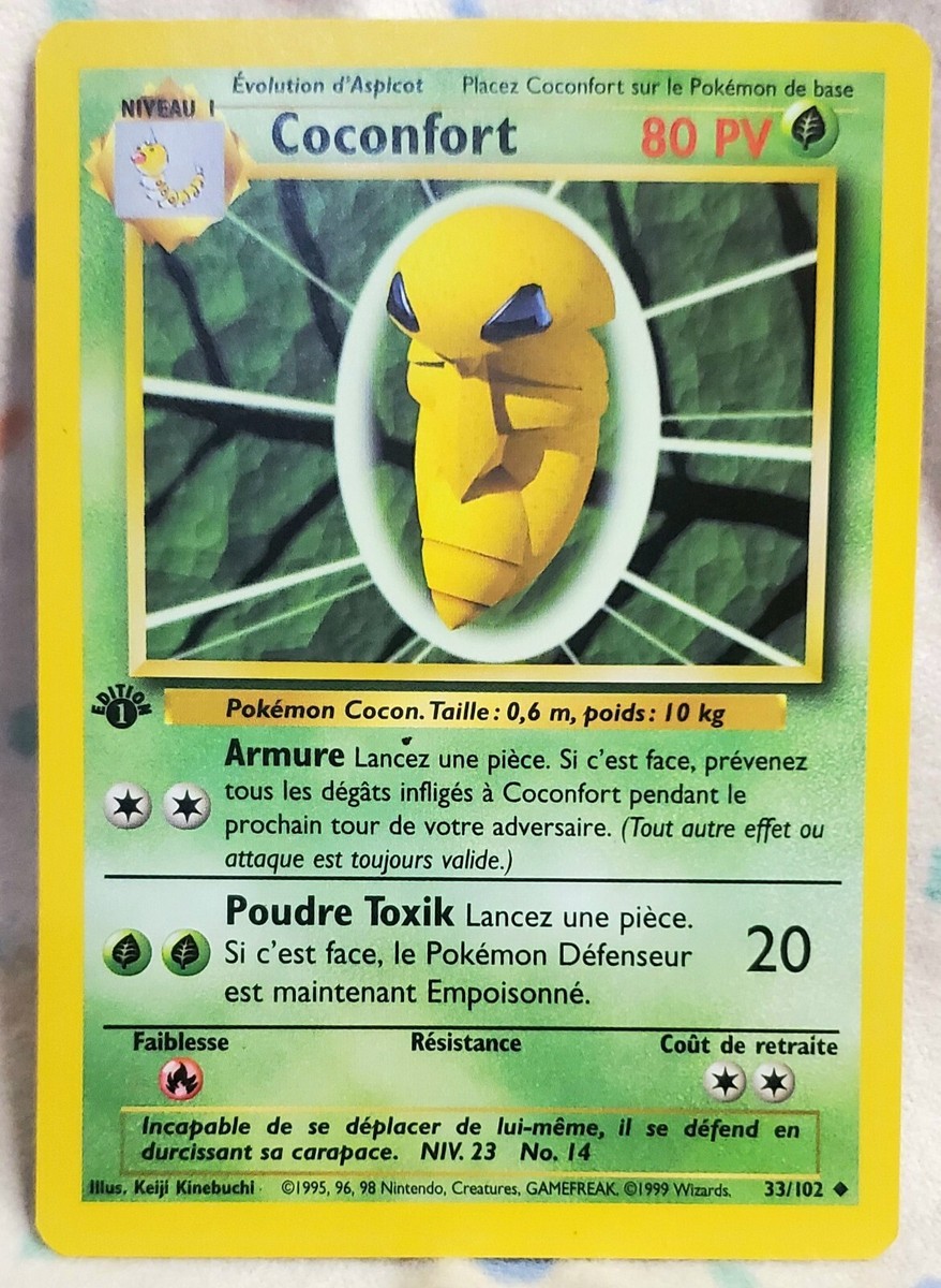 Pokemon FRENCH 1st Edition Kakuna COCONFORT 33/102 Uncommon 1998