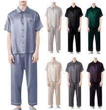 Half Sleeve Satin Shirt Pajama Set Nightwear Night Dress Sleepwear Gown For Mens