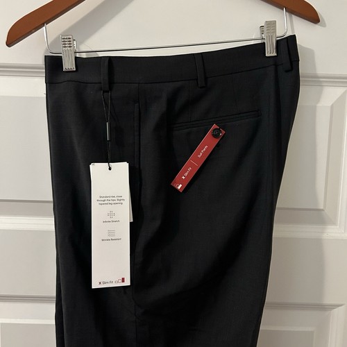 New NWT Calvin Klein Dress Pants Mens 40 x 30 Charcoal Wool Slim Fit Separates - Picture 2 of 5