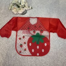 Toddler Plastic Bib Full Coverup Shirt Long Sleeve Strawberries