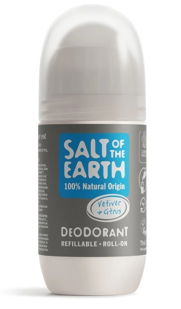 Salt of the Earth, Vetiver & Citrus Roll on Deodorant for Men 75ml