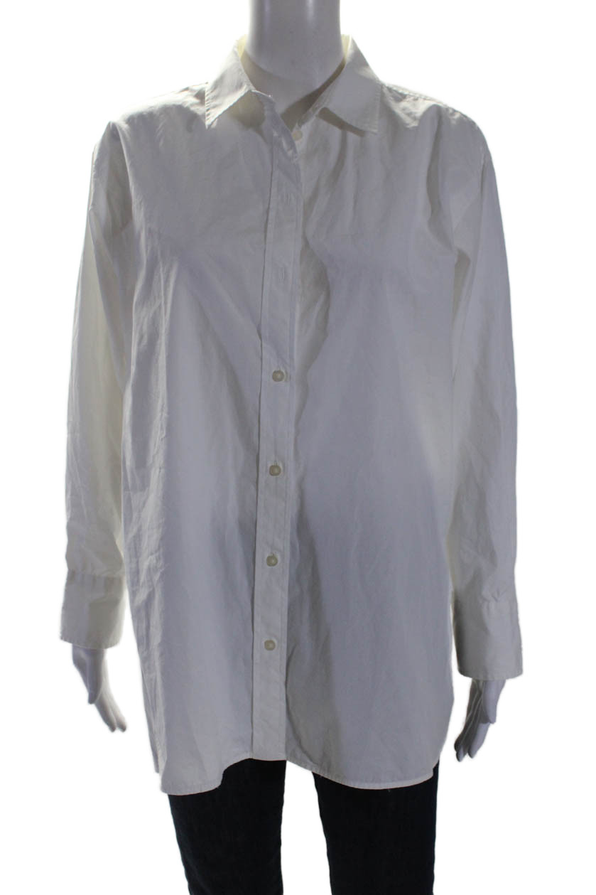 Everlane Womens Cotton White Long Sleeve The Poplin Oversized Shirt Size 6