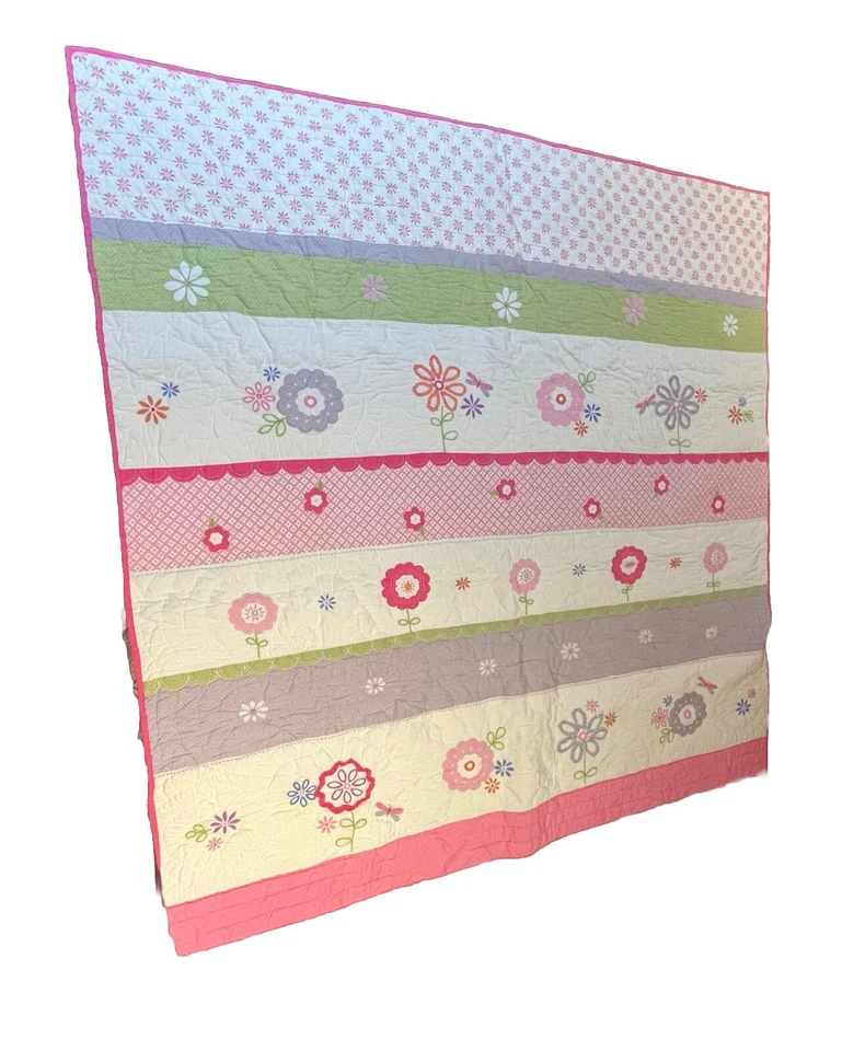 Colcha y colcha floral Pottery Barn Kids Twin Daisy Garden rosa 64"x 85" Foto 2 de 4