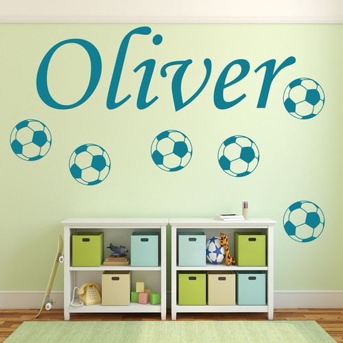 FOOTBALL Wall Sticker ANY NAME Boys Girls Bedroom Vinyl Decal Transfer - Picture 13 of 25