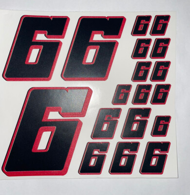 Matte Black-w/  Red Shadow #6 s Racing Numbers Vinyl Rc Box L3