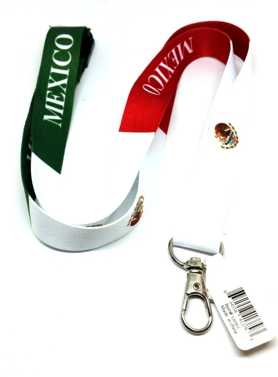 Mexican FLAG LANYARD Key ring Neck strap ID Holder Breakaway