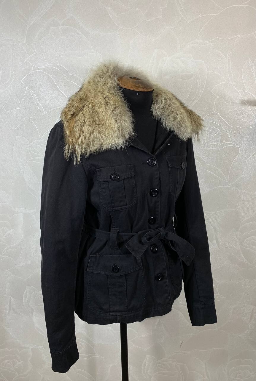 Giacca militare donna Yves Salomon esercito coniglio pelliccia coyote M65 2 in 1 foderata 40